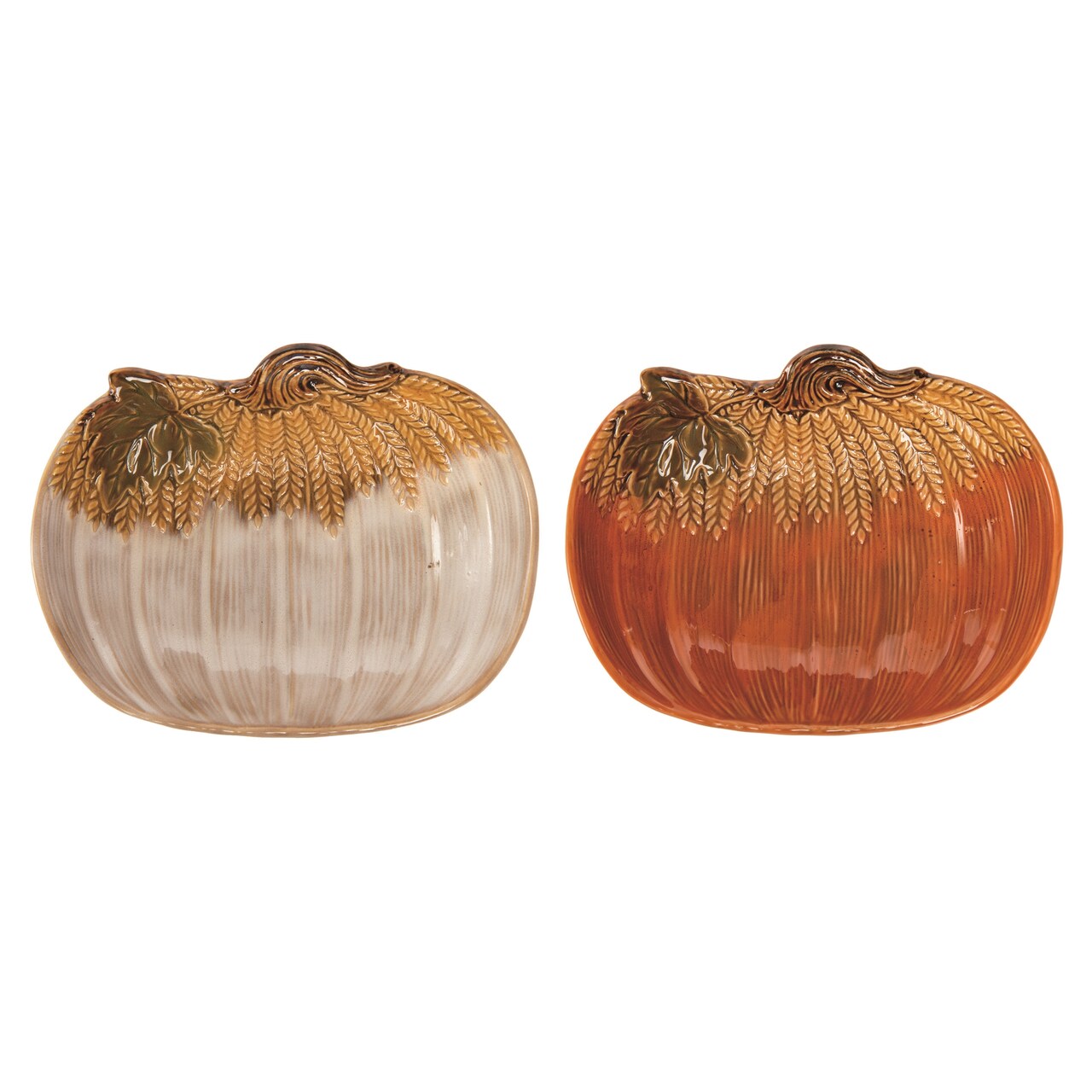 Ceramic Classic Harvest Pumpkin Plate Set of 2 Fall Decorations
